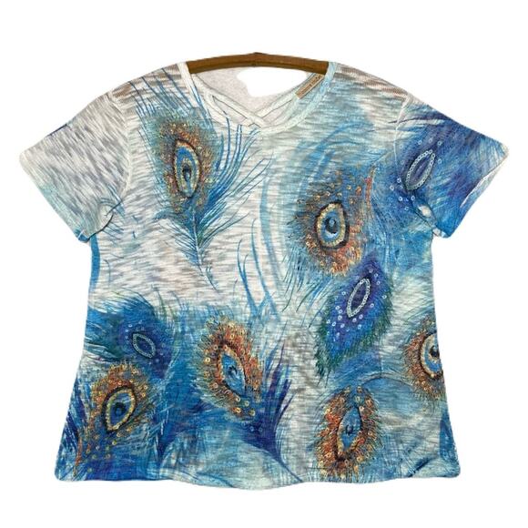 COCOS CLOZET Peacock Feather Design Top Women’s Size M - Picture 4 of 10